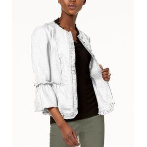 Ruffled Linen Frayed-Trim Jacket by INC International Concepts
